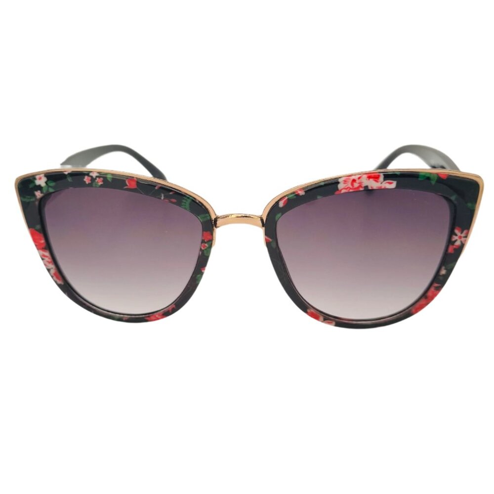 9087 | Pink/Black Floral Cateye Sunglasses